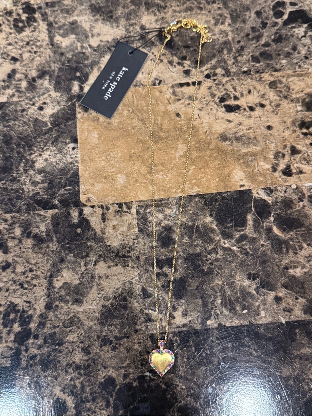 Kate Spade "Take Heart" Multi-Colored Crystal Pendant Necklace - Picture 2 of 6